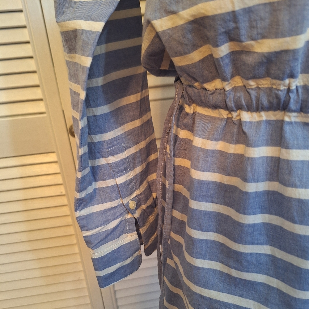 Gap striped drawstring cotton shirt dress sz XS *L3 - Picture 5 of 9